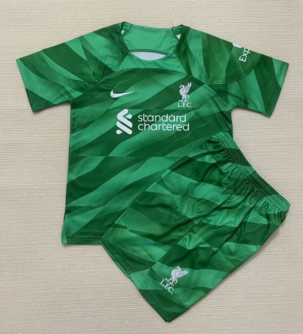 Kids-Liverpool 23/24 GK Green Soccer Jersey